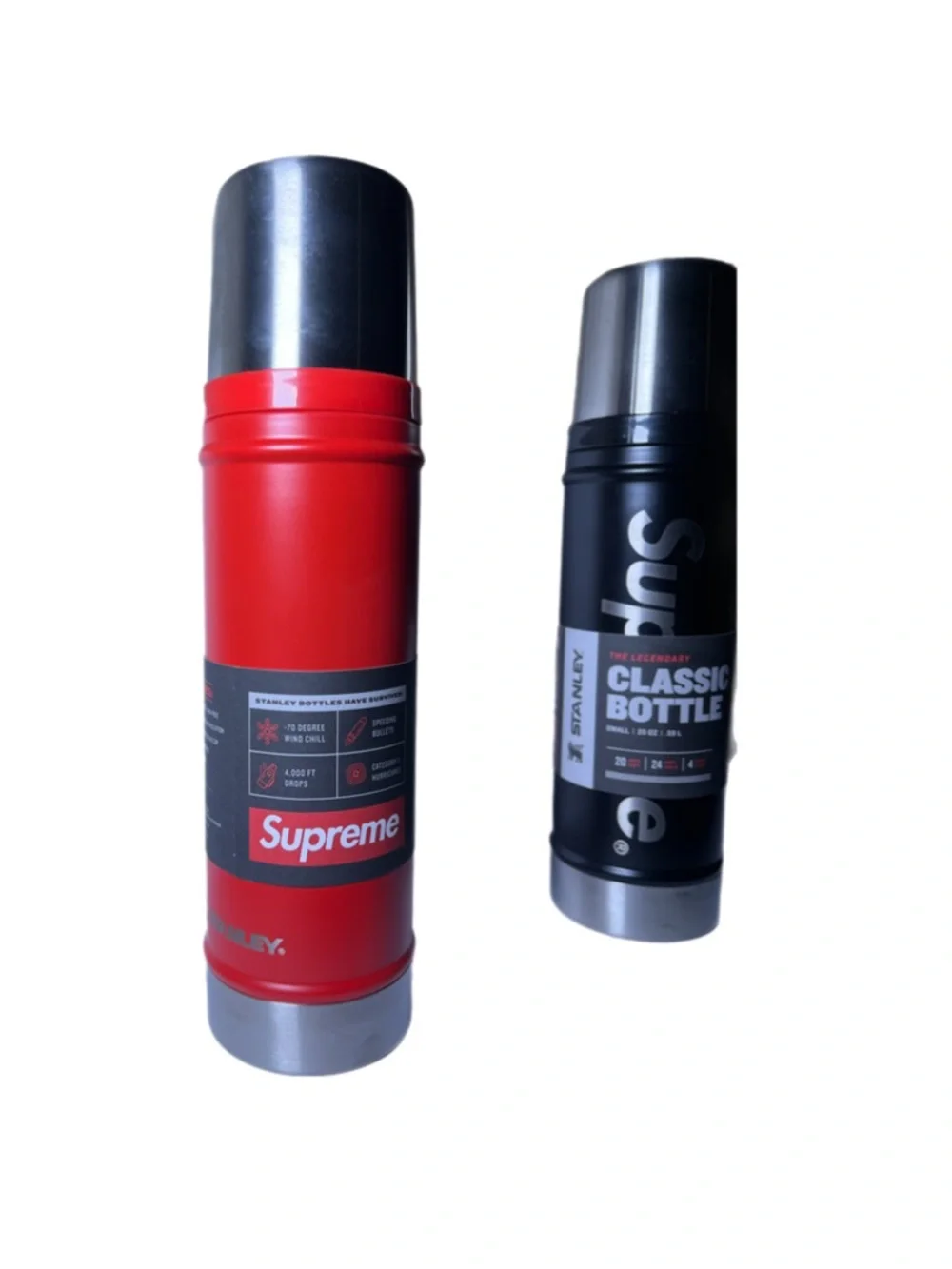 Supreme x Stanley Classic Bottle 20oz Thermos Red + Black Stainless Steel - Picture 3 of 14